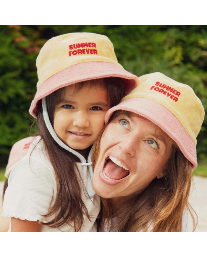 CHAMAYE - Bob en éponge réversible enfant et adulte rose et jaune - Summer Forever