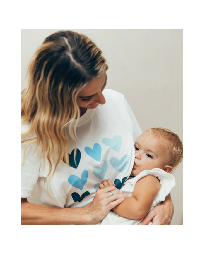 23 MAI PARIS - T-shirt d'allaitement - Coeurs bleus