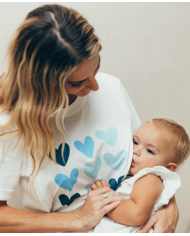 23 MAI PARIS - T-shirt d'allaitement - Coeurs bleus