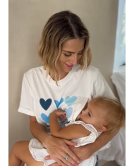 23 MAI PARIS - T-shirt d'allaitement - Coeurs bleus