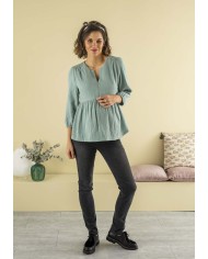 Balloon - Blouse de grossesse gaze de coton vert d'eau Balloon - Blouse de grossesse gaze de coton vert d'eau