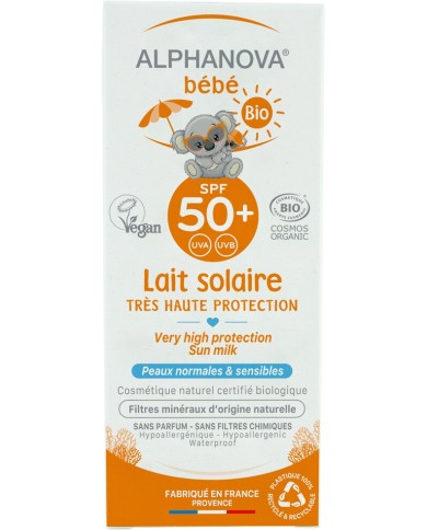 ALPHANOVA SUN – Lait solaire bébé bio SPF50+ sans parfum