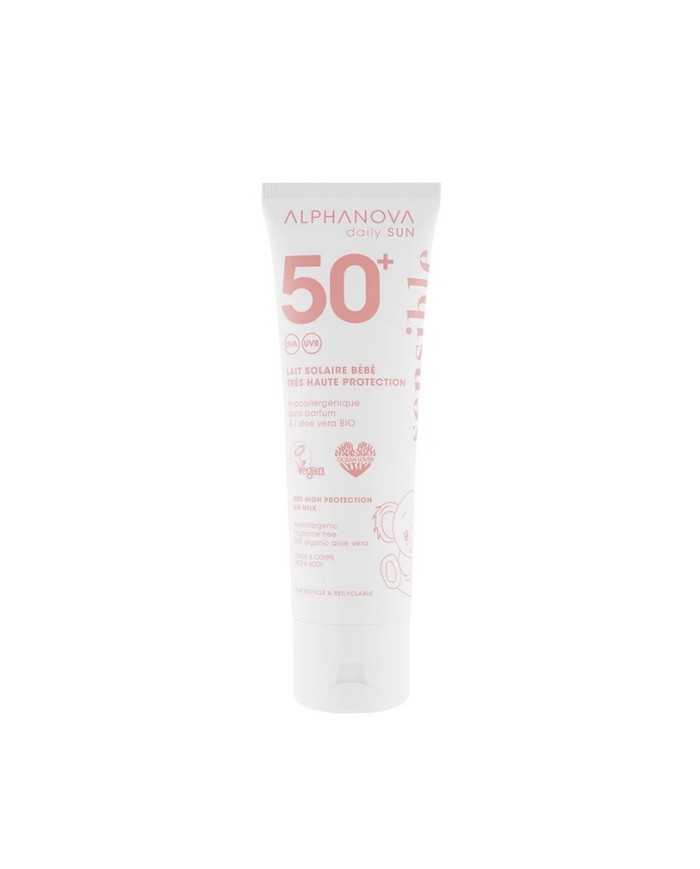 Alphanova - Lait solaire bébé SPF50+ peau sensible Alphanova - Lait solaire bébé SPF50+ peau sensible